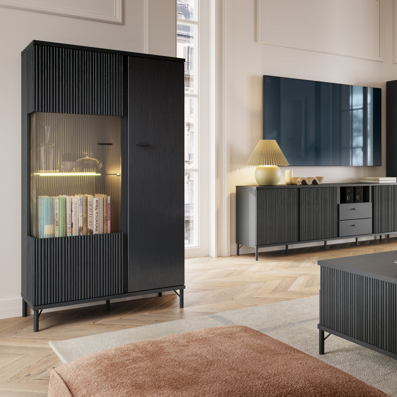 Lusaka Display Cabinet 2 Door in Black Graphite — alternative angle