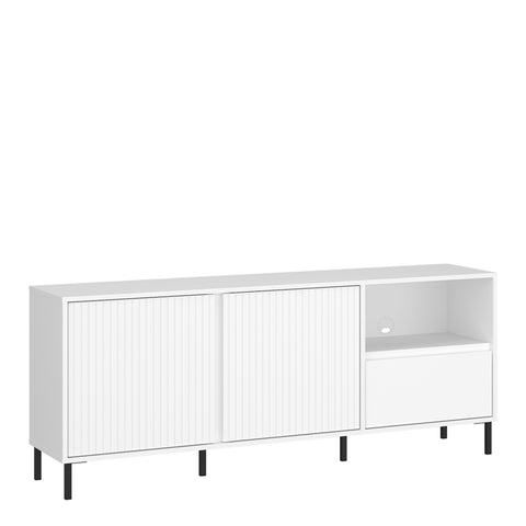 Avenale Wide TV Cabinet 2 Door 1 Drawer in Alpine White High Gloss — front view