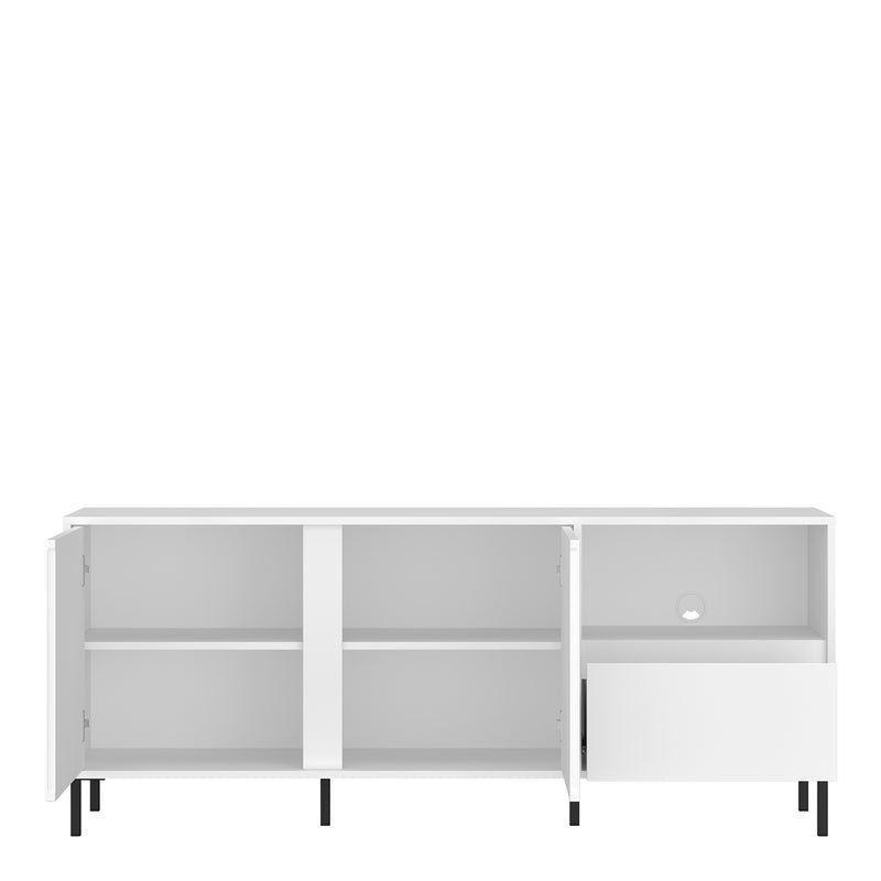 Avenale Wide TV Cabinet 2 Door 1 Drawer in Alpine White High Gloss — detail view