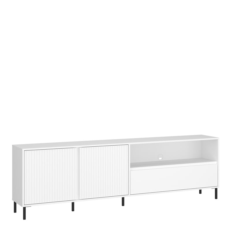 Avenale TV Cabinet 2 Door 1 Drawer in Alpine White High Gloss — front view