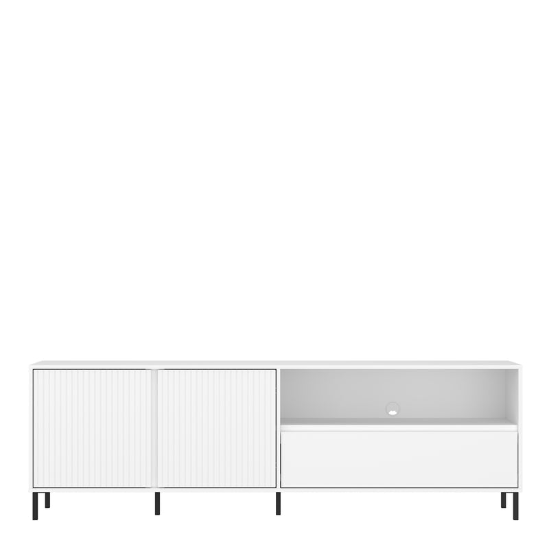 Avenale TV Cabinet 2 Door 1 Drawer in Alpine White High Gloss — side angle