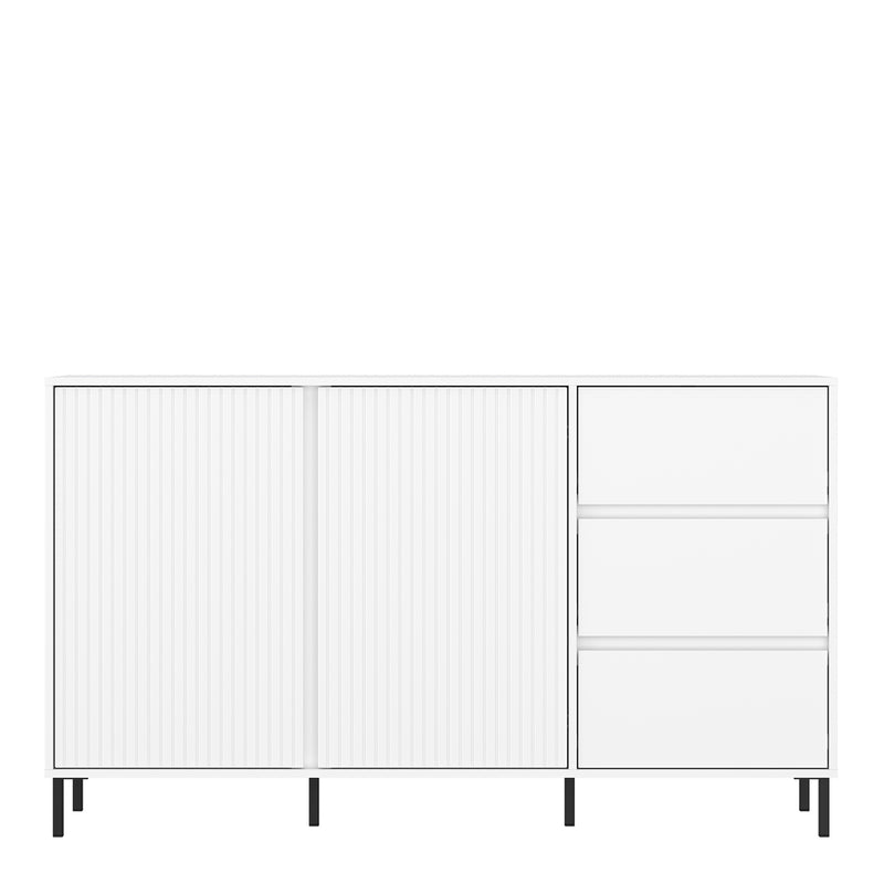 Avenale Sideboard 2 Door 3 Drawer in Alpine White High Gloss — side angle