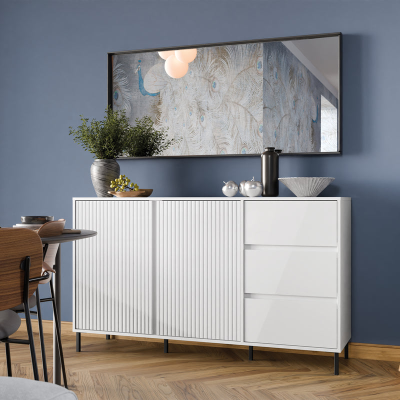 Avenale Sideboard 2 Door 3 Drawer in Alpine White High Gloss — alternative angle
