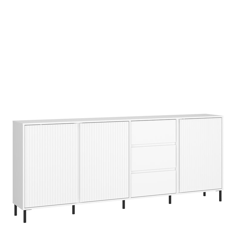 Avenale Sideboard 3 Door 3 Drawer in Alpine White High Gloss — front view