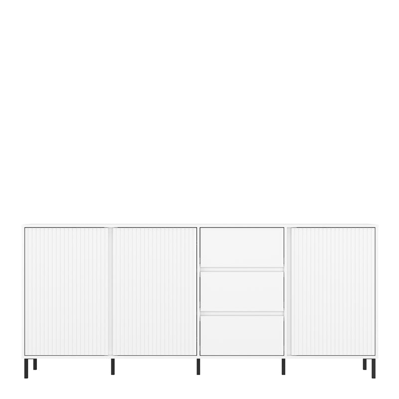Avenale Sideboard 3 Door 3 Drawer in Alpine White High Gloss — side angle