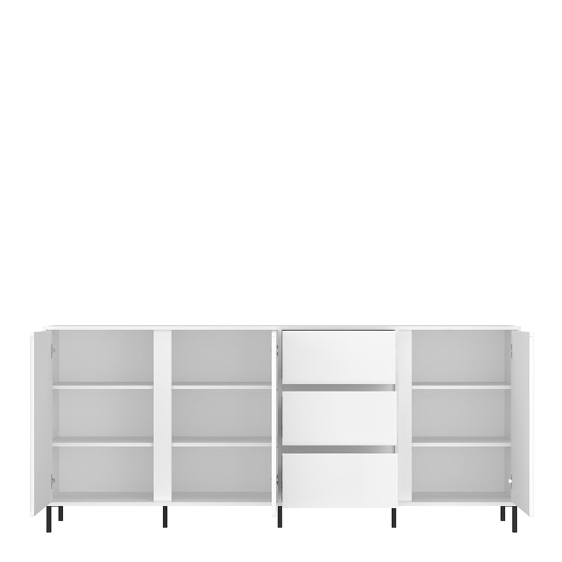 Avenale Sideboard 3 Door 3 Drawer in Alpine White High Gloss — detail view