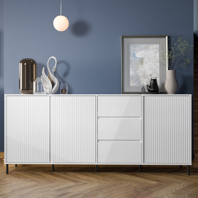 Avenale Sideboard 3 Door 3 Drawer in Alpine White High Gloss — alternative angle