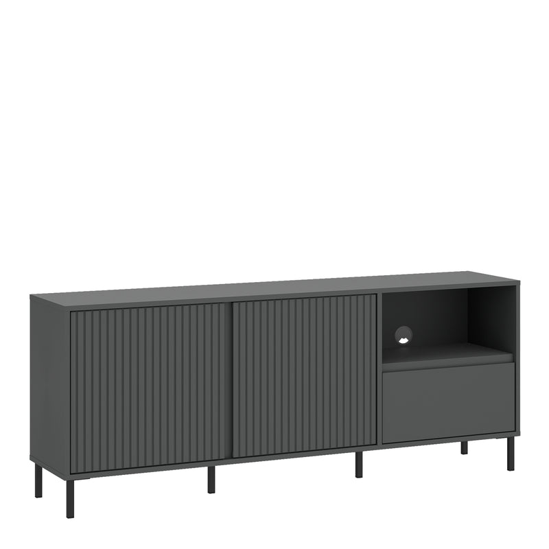 Avenale Wide TV Cabinet 2 Door 1 Drawer in Anthracite — front view