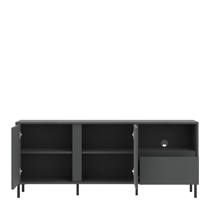 Avenale Wide TV Cabinet 2 Door 1 Drawer in Anthracite — detail view