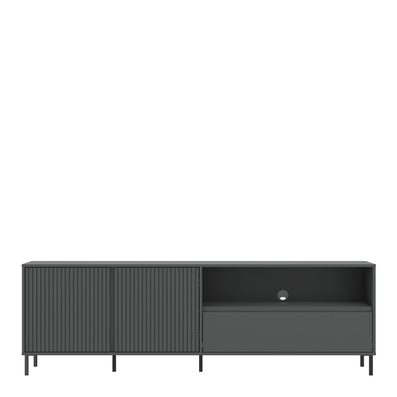 Avenale TV Cabinet 2 Door 1 Drawer in Anthracite — side angle