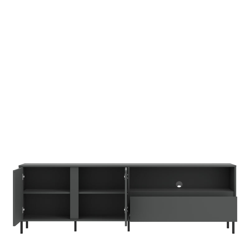 Avenale TV Cabinet 2 Door 1 Drawer in Anthracite — detail view