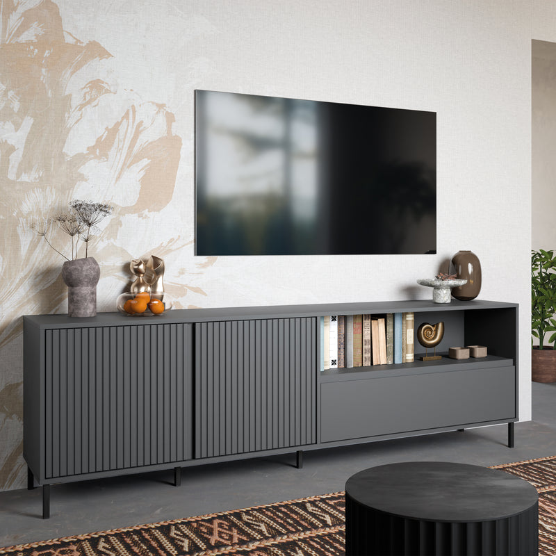 Avenale TV Cabinet 2 Door 1 Drawer in Anthracite — alternative angle