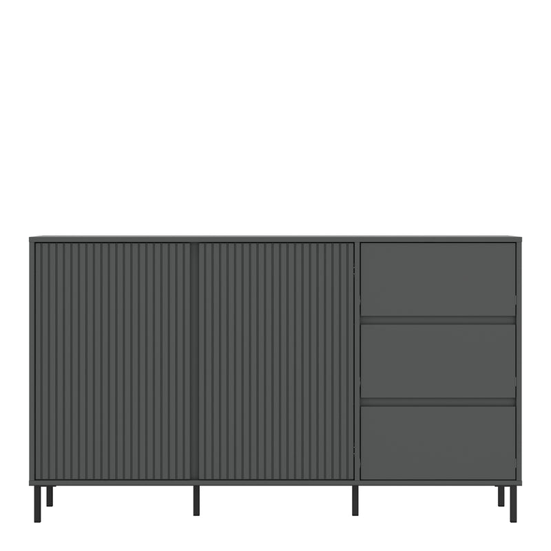 Avenale Sideboard 2 Door 3 Drawer in Anthracite — side angle