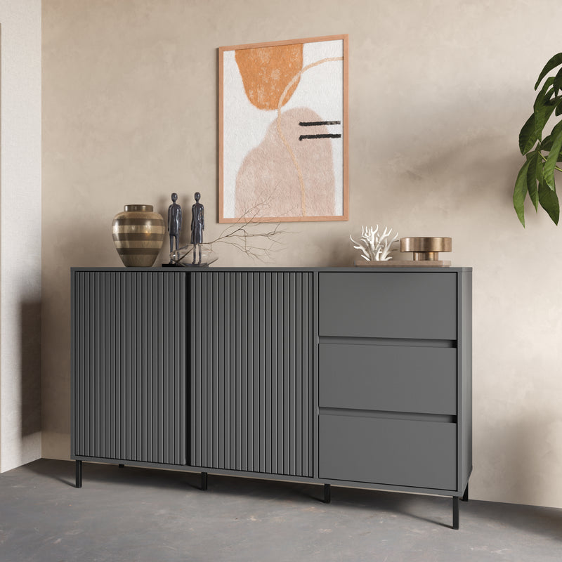 Avenale Sideboard 2 Door 3 Drawer in Anthracite — alternative angle