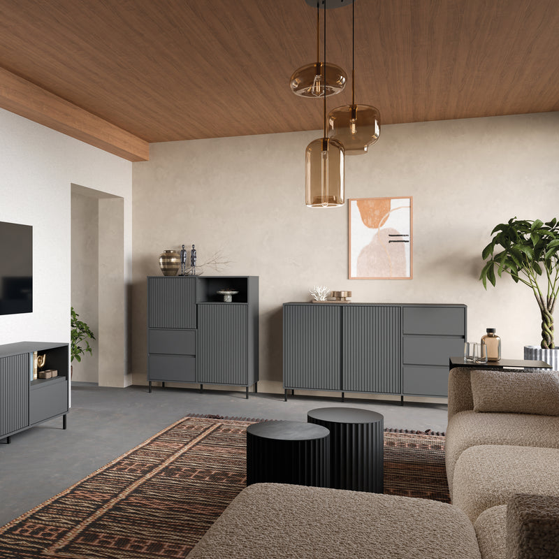Avenale Sideboard 2 Door 3 Drawer in Anthracite — lifestyle setting