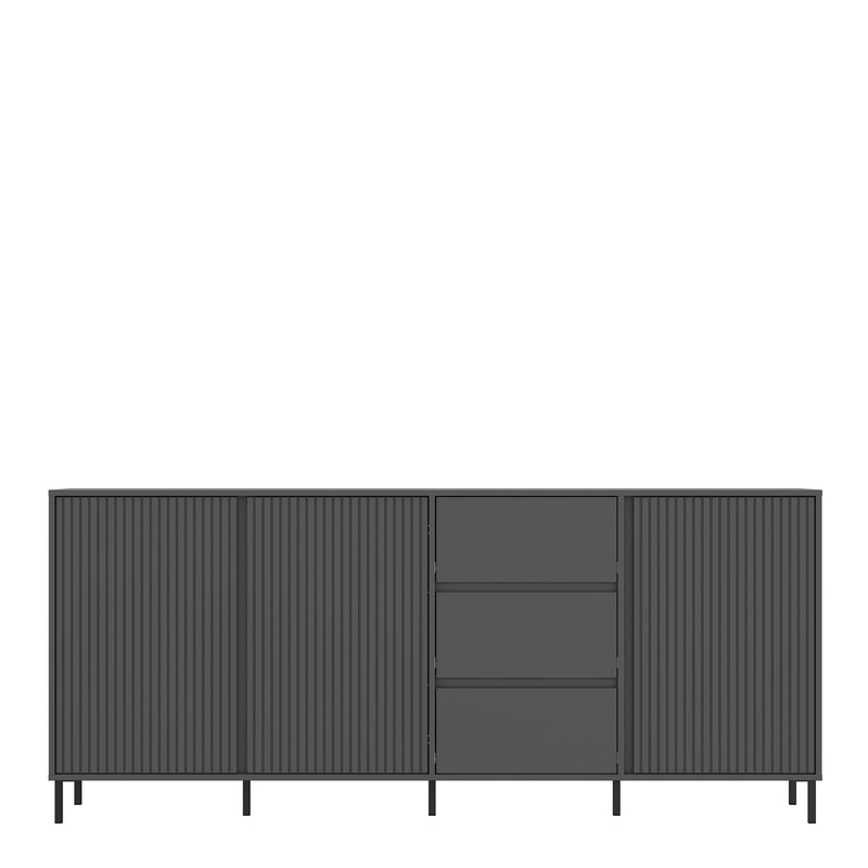 Avenale Sideboard 3 Door 3 Drawer in Anthracite — side angle