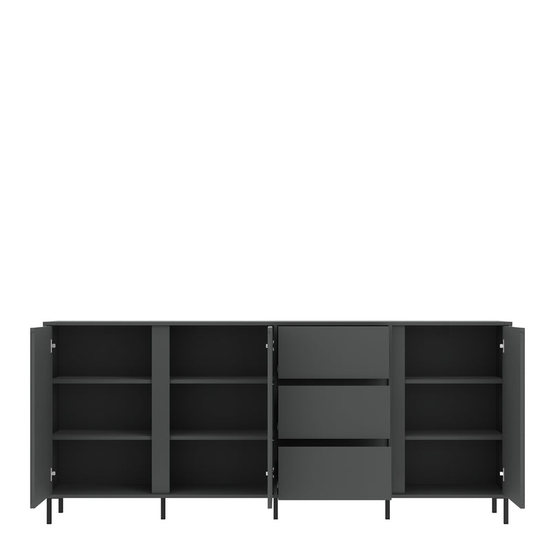 Avenale Sideboard 3 Door 3 Drawer in Anthracite — detail view