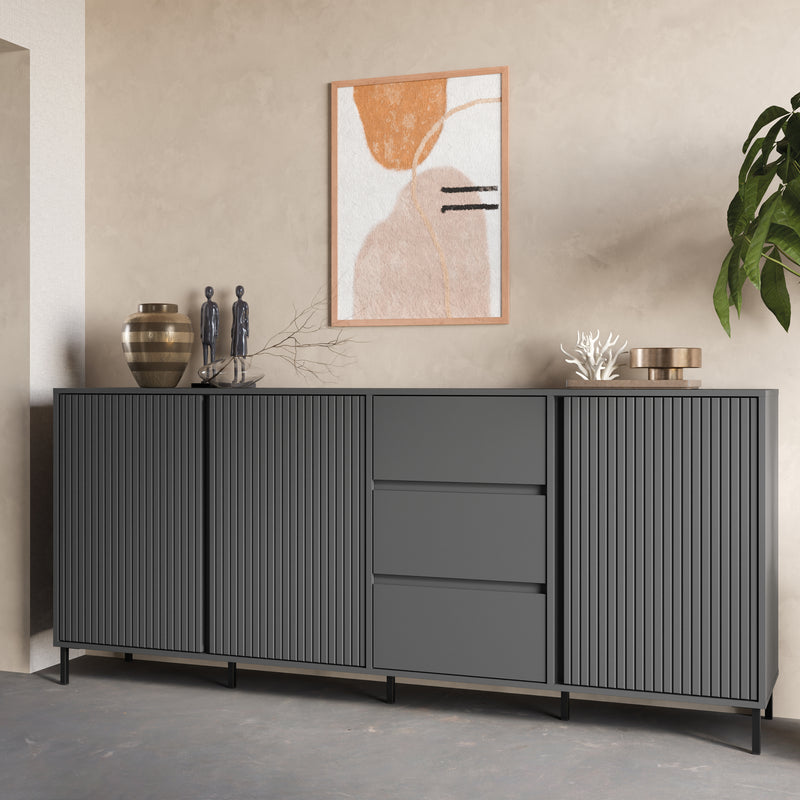 Avenale Sideboard 3 Door 3 Drawer in Anthracite — alternative angle