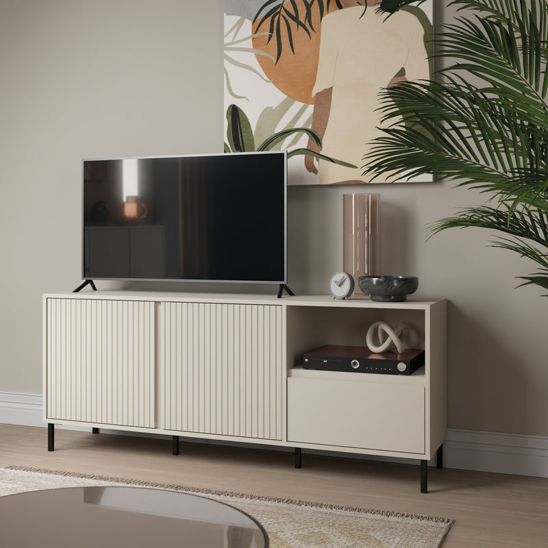 Avenale Wide TV Cabinet  2 Door 1 Drawer in Cashmere — alternative angle