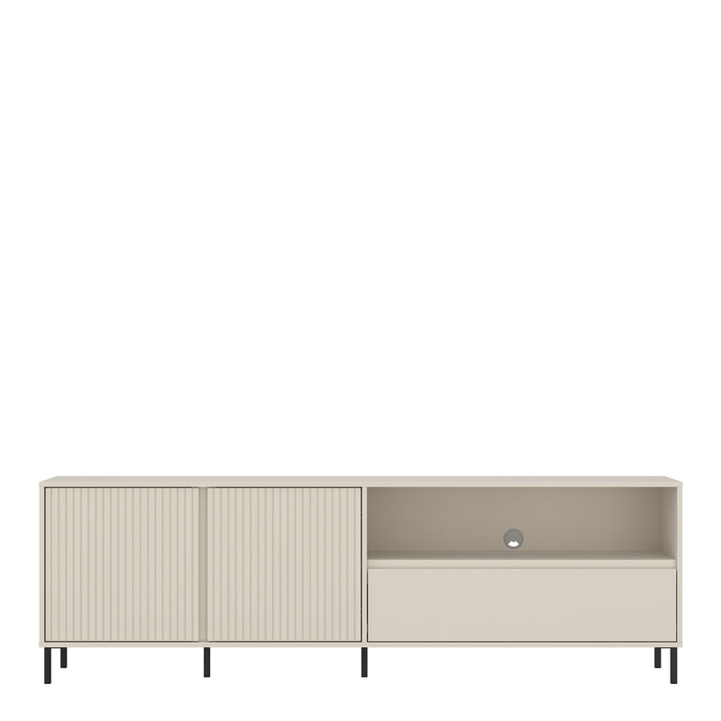 Avenale TV Cabinet 2 Door 1 Drawer in Cashmere — side angle