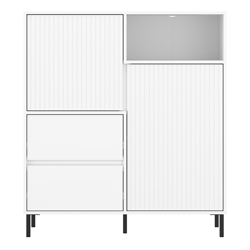 Avenale Sideboard 2 Door 2 Drawer in Alpine White High Gloss — side angle