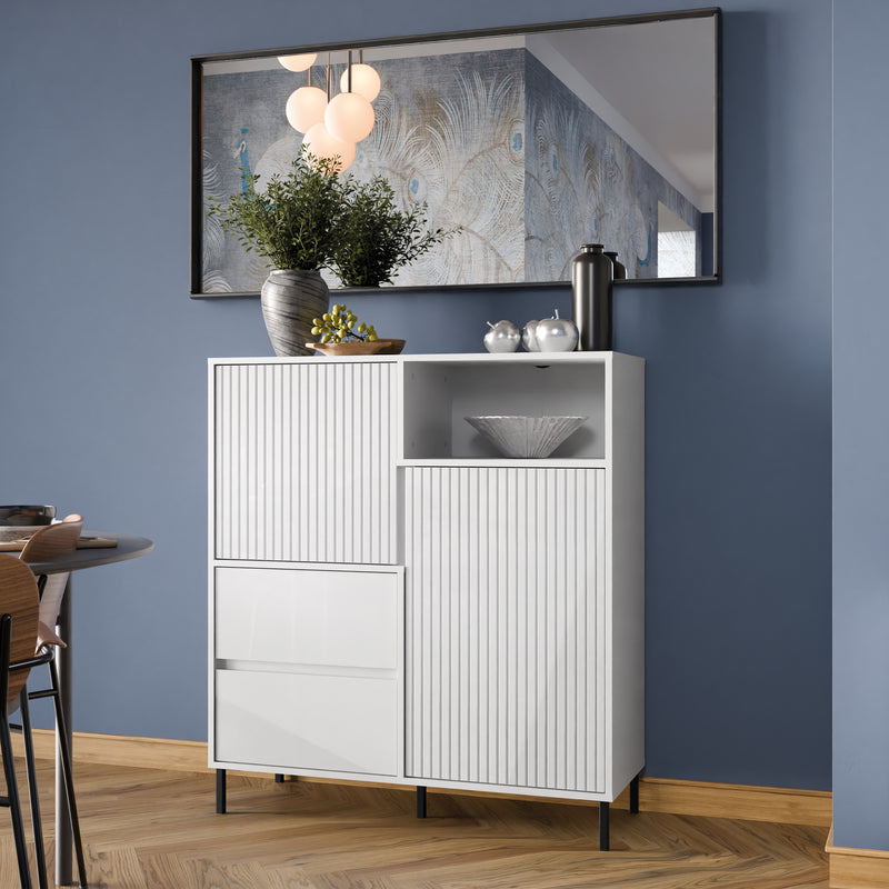 Avenale Sideboard 2 Door 2 Drawer in Alpine White High Gloss — alternative angle