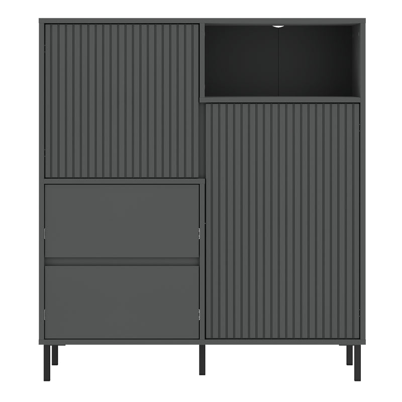 Avenale Sideboard 2 Door 2 Drawer in Anthracite — side angle