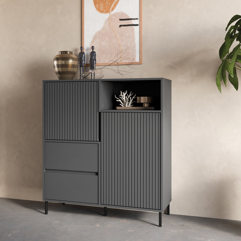 Avenale Sideboard 2 Door 2 Drawer in Anthracite — alternative angle