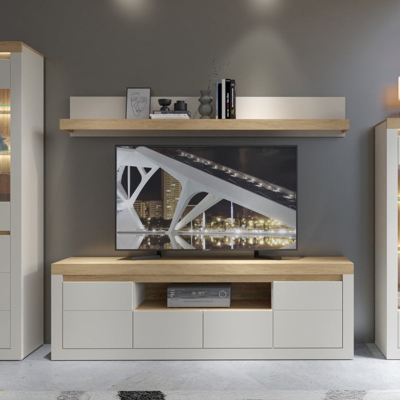 Naxxar TV Cabinet with 2 Doors and 2 Drawers in Cashmere and Stone Oak - lifestyle