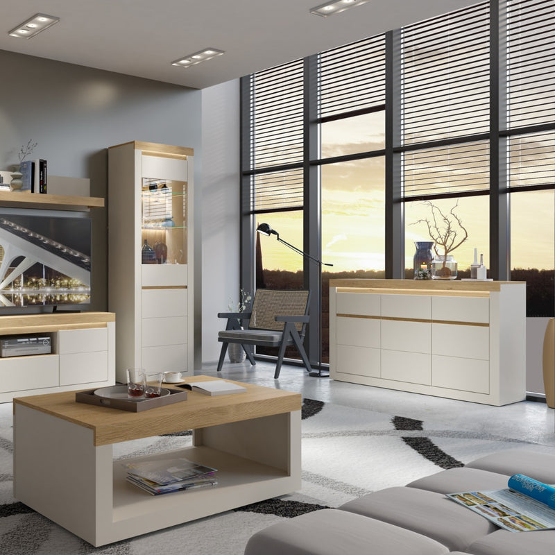 Naxxar Sideboard with 3 Doors and 3 Drawers in Cashmere and Stone Oak - view 4
