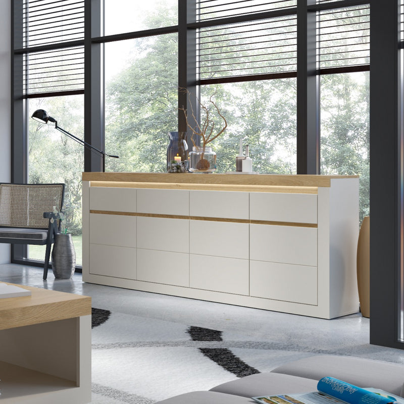 Naxxar 4 Door 4 Drawer Sideboard in Cashmere and Stone Oak - lifestyle