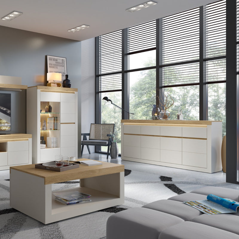 Naxxar 4 Door 4 Drawer Sideboard in Cashmere and Stone Oak - view 4