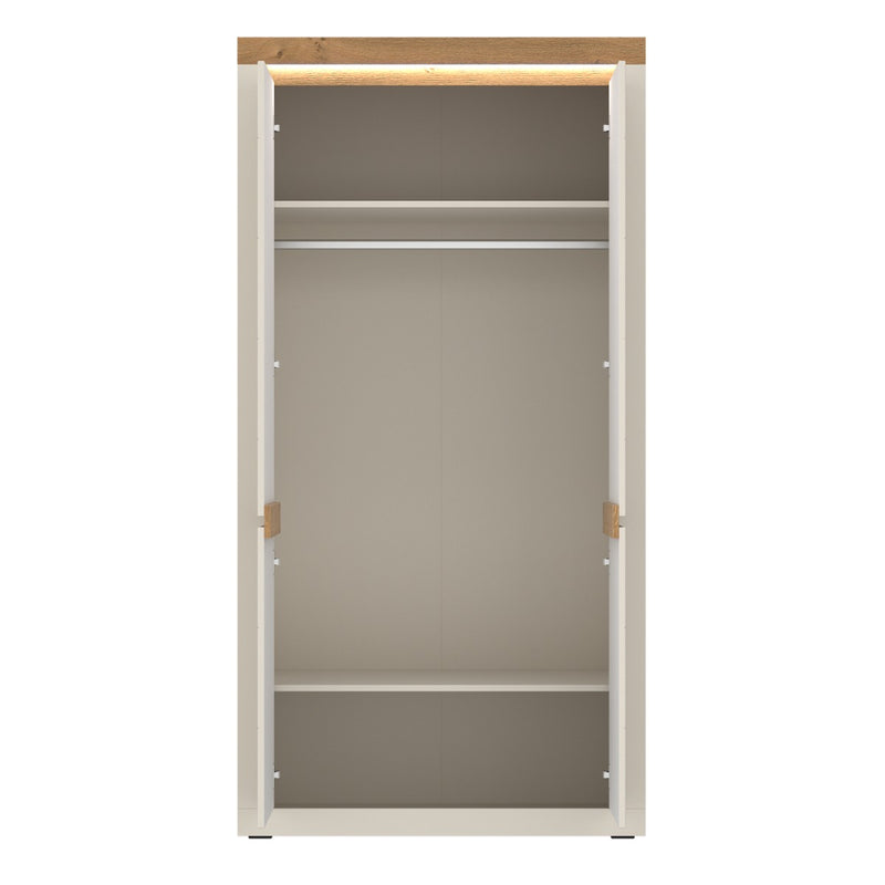 Naxxar 2 Door Wardrobe in Cashmere and Stone Oak - view 2