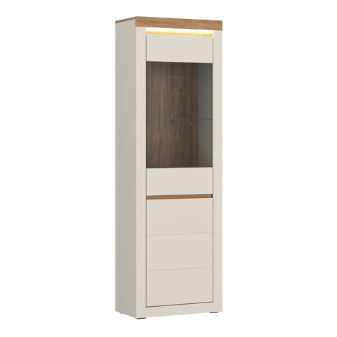 Naxxar Tall Display Cabinet 1 Door in Cashmere and Stone Oak - view 1
