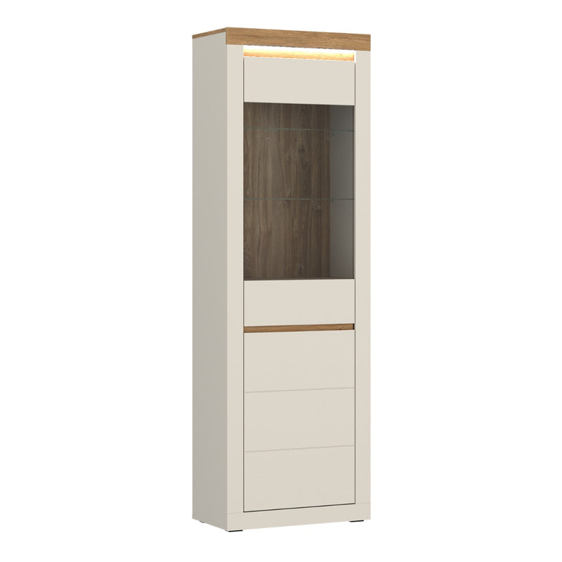Naxxar Tall Display Cabinet 1 Door in Cashmere and Stone Oak - view 1