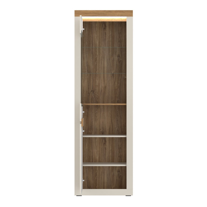 Naxxar Tall Display Cabinet 1 Door in Cashmere and Stone Oak - view 2