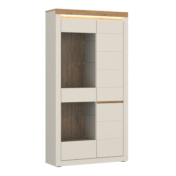 Naxxar Tall Display Cabinet 2 Door LH Cashmere & Stone Oak