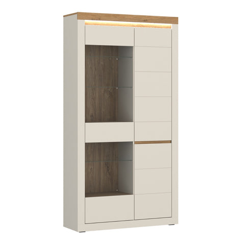Naxxar Tall Display Cabinet 2 Door LH in Cashmere and Stone Oak - view 1