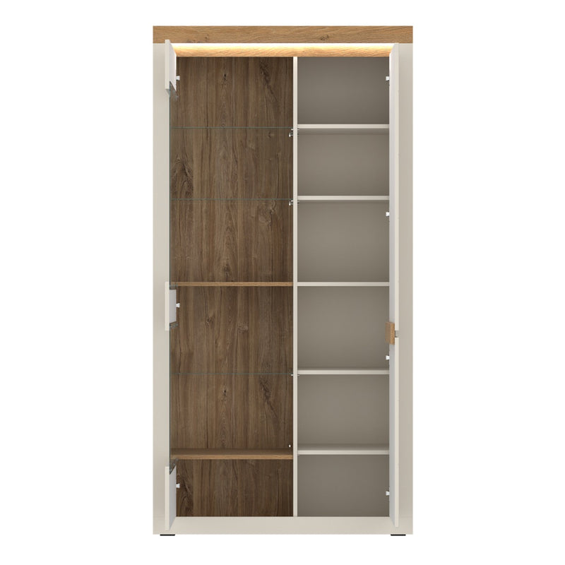 Naxxar Tall Display Cabinet 2 Door LH in Cashmere and Stone Oak - view 2