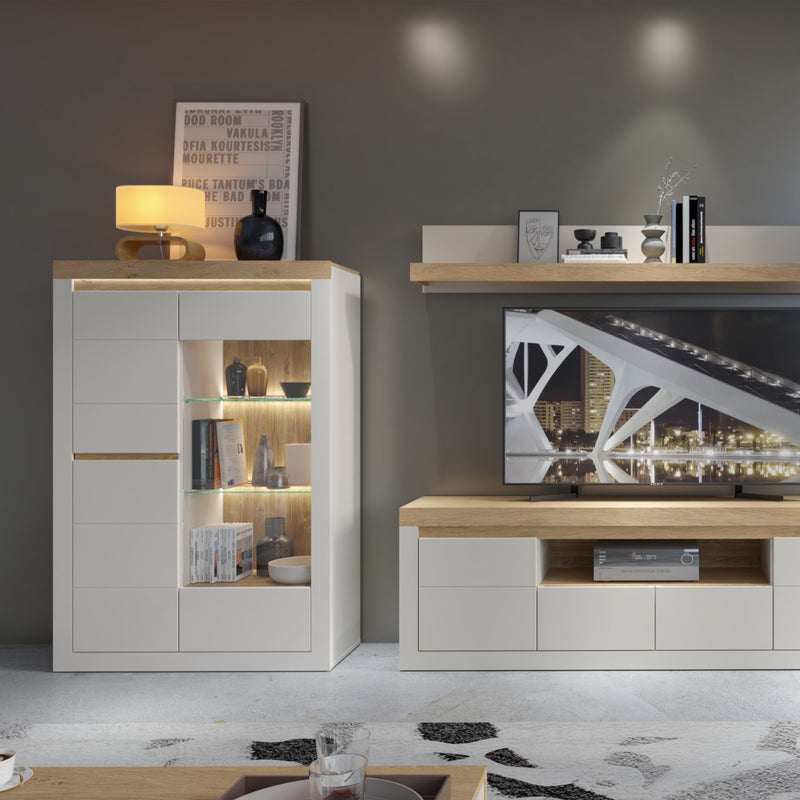 Naxxar Display Cabinet 2 Door LH in Cashmere and Stone Oak - view 4