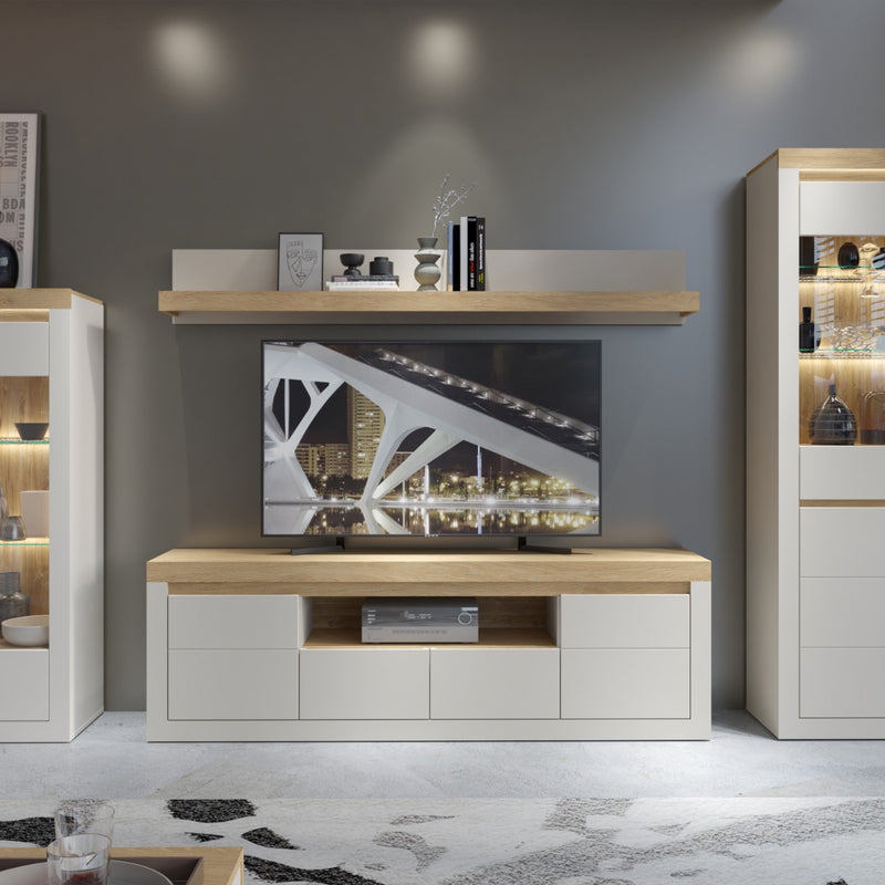 Naxxar Wall Shelf 194cm in Cashmere and Stone Oak - view 4