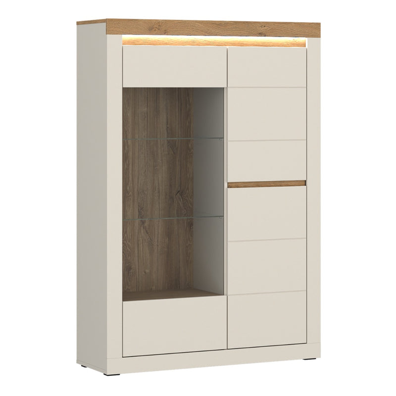 Naxxar 2 Door Display Cabinet RH in Cashmere and Stone Oak - view 1