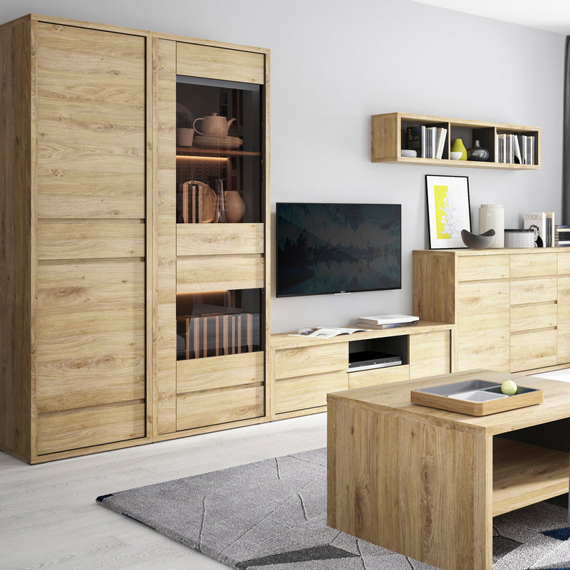 Shetland 2 Door 2 Drawer Narrow Cabinet — alternative angle