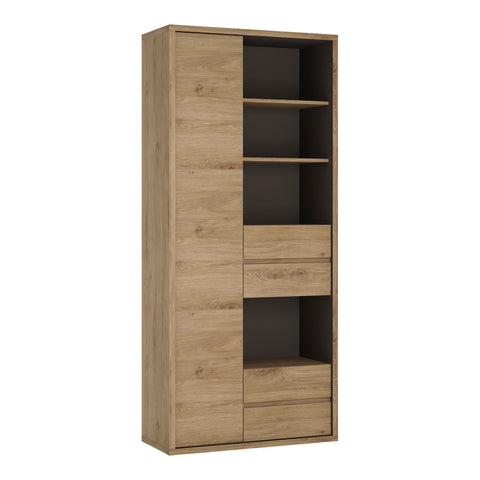 Shetland Tall Wide 1 Door 4 Drawer Bookcase — front view