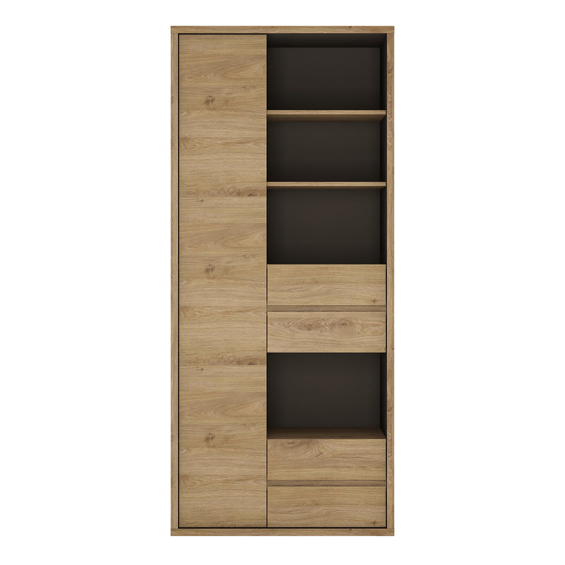 Shetland Tall Wide 1 Door 4 Drawer Bookcase — side angle