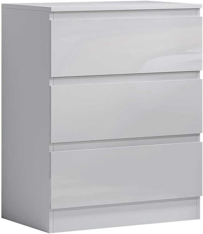 FWStyle Carlton 3 Drawer Chest Of Drawers - White Gloss Front