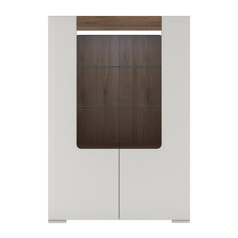 Toronto Low Glazed 2 Door Display Cabinet with Internal Shelves (inc. Plexi Lighting) — side angle