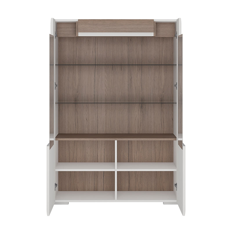 Toronto Low Glazed 2 Door Display Cabinet with Internal Shelves (inc. Plexi Lighting) — detail view