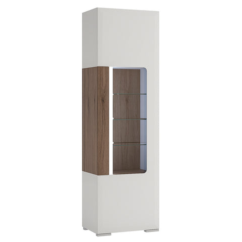 Toronto Tall Narrow Glazed Display Cabinet with Internal Shelves (inc. Plexi Lighting) — front view