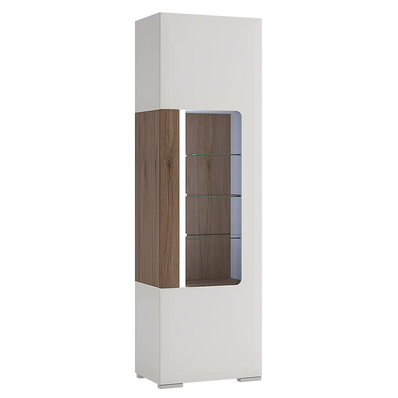 Toronto Tall Narrow Glazed Display Cabinet with Internal Shelves (inc. Plexi Lighting) — front view